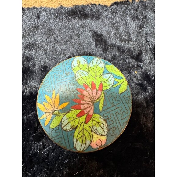 ANTIQUE CHINESE CLOISONNE TEA CADDY SNUFF CYLINDRICAL BOX TEA - Picture 2 of 13